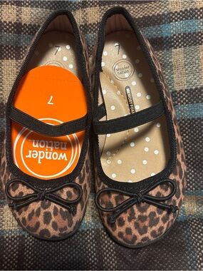BNWT Wonder Nation Girls' Leopard Print Ballet Flats - Brown/Black